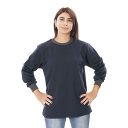 Picture of Navy blue work blouse with a round neck
