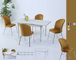 Picture of White marble extendable dining table with chairs