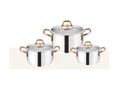 Picture of Plain Copper deep pots cookware set 6 pieces