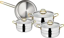 Picture of Plain golden deep pots cookware set of 8 pieces